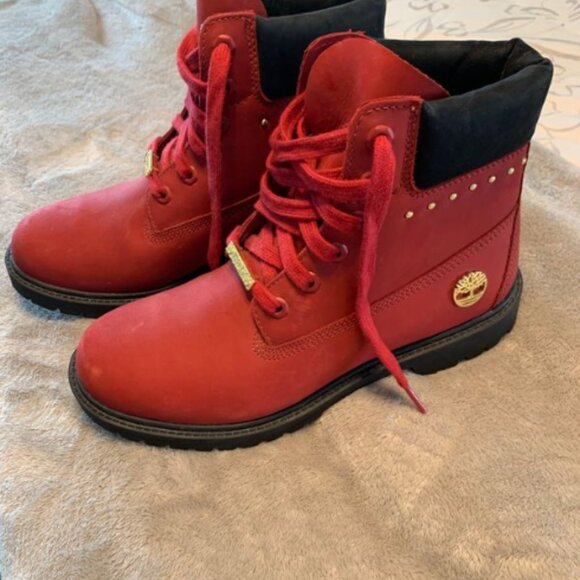 Timberland Valentine Heritage 6 Waterproof Boot Dark Red Nubuck Size 9 Womens - Picture 7 of 8